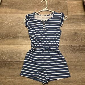 Navy Blue Striped Romper